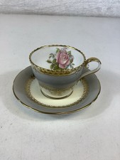 Vintage Aynsley Grey/Gold Gilt Tea Cup & Saucer