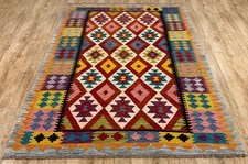Genuine Modern Afghan/Turkish Handmade Wool Area Kilim Rug, Size 198x149 CM