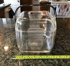 Mid-Century Modern FRATELLI GUZZINI Lucite 3 Pc ICE BUCKET - ITALY Chrome Handle