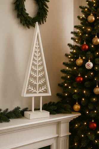 Wooden large tree ornament - wooden,