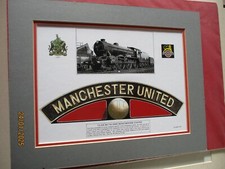 Cardbord Framed Picture Railway Engine 61662 Machester United & Nameplate
