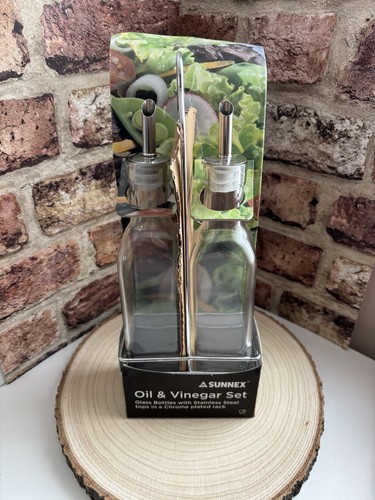 Oil vinegar bottles in stand - oil,