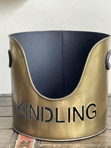Kindling basket brass tone - basket,