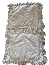 Vintage Satin Cream & Peach Floral Embroidered Pillow Sham 24” X 19”