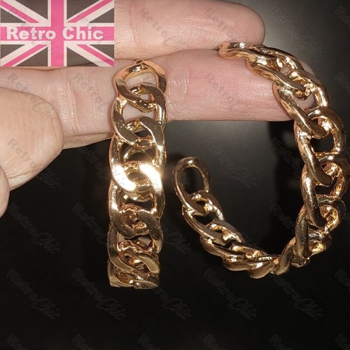 Gold chain hoop earrings - chain,