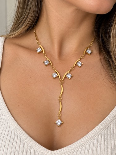 Gold tone lariat - gold, y