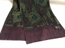 RETRO Mod Mens Bugundy Green Abstract Wool Silk Blend Scarf Cravat Necktie