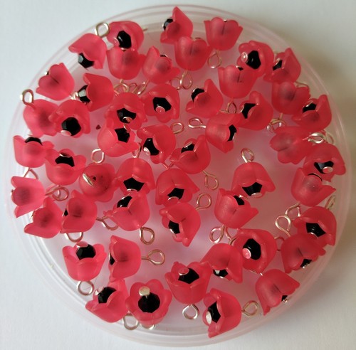 Red poppy charms coral - poppy,