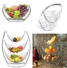 Chrome Fruit Basket Vegetable Swinging Bowl 1/2/3 Tier Rack Storage Stand Holder