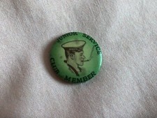SENIOR SERVICE RARE 1940’s PIN TIN BADGE JUNIOR SERVICE CLUB MEMBER WELL USED CO