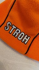 New rare promotional Stroh Beanie Hat Bright orange & black bobble Ski skiing