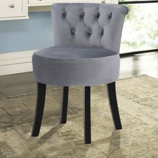 Grey Velvet Vanity Chair with
