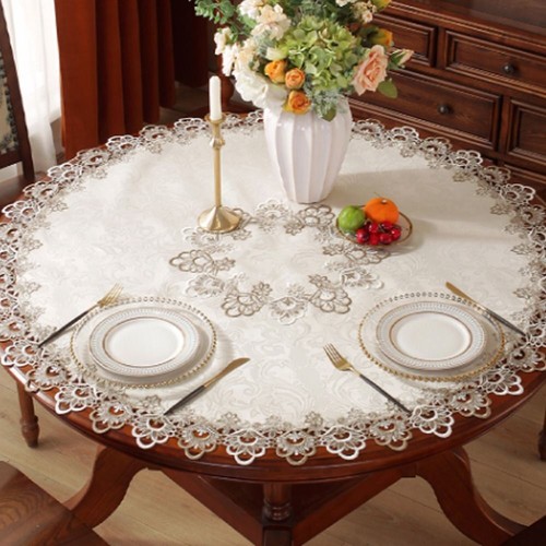 Elegant beige lace tablecloth - beige,