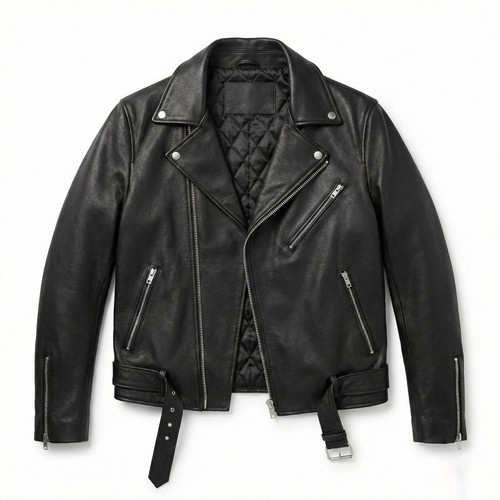 Men black biker leather - black,