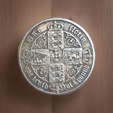 1864 QUEEN VICTORIA GOTHIC FLORIN COIN BEAUTIFUL