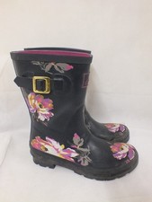 Joules Navy & Purple Floral Mid Calf Wellies Welly Boots Size 5  (Hol)