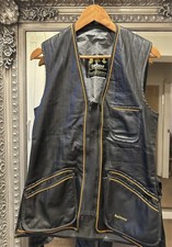 Barbour Leather Shooting Vest Skeet Clay Size 12 Medium Excellent Condition