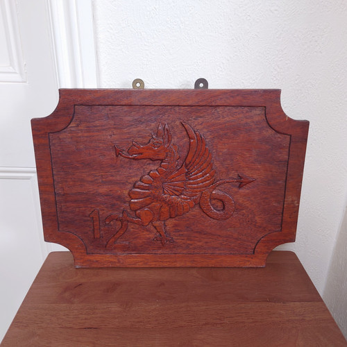 Hand carved heraldic wyvern - heraldic,