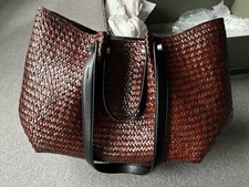 Brand New All Saints Allington Straw Tote Bag Peat Brown