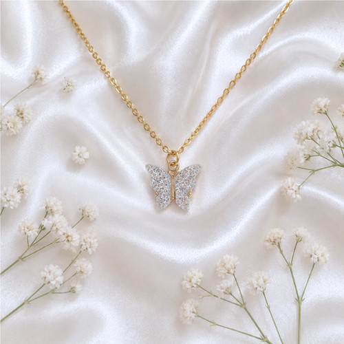 White sparkly butterfly - white,