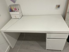 White Ikea MALM Desk with cupboard and drawer - collection only Manchester VGC