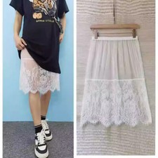 Mesh Petticoat Lace Lady Skirt Underskirt Sheer Splice Retro Casual Girl Fashion