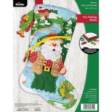 Bucilla 18" Felt Christmas Stocking Kit - Fly Fishing Santa 89724E