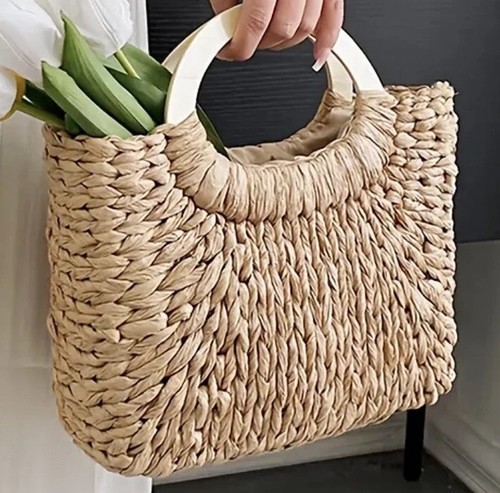 New beige handwoven - new, handbag
