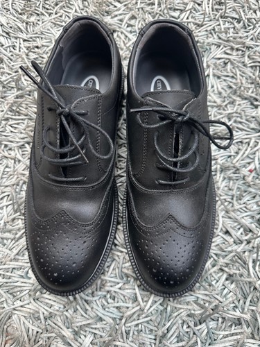 Black leather brogue safety - black,
