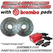 Front Drilled and Grooved 326mm 5 Stud Vented Brake Discs with Brembo Pads