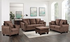 Brushed Velvet Sofa 3 Seater 2 Seater Chair Footstool Grey Brown or Mink