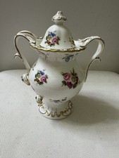 Coalport Bone China lidded 2 handled pot pourri urn,vase,gilded,flowers,V8010
