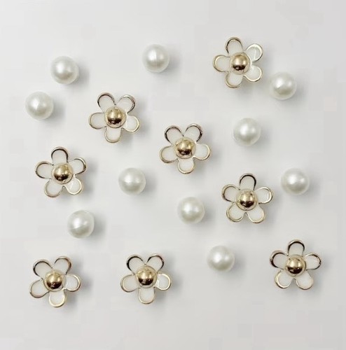 2pc flower pearl - pearl, charms