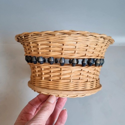 Vintage woven wicker planter - woven,