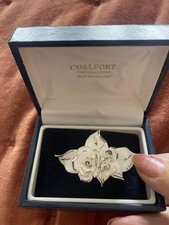 Coalport fine bone china white/silver pin brooch. Original box. Unused.’