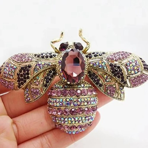 Vintage crystal bee - bee, pin
