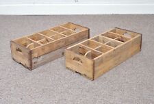 2x vintage bottle carrier old wooden bottle box crate rustic beer crate