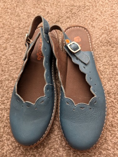 Teal leather jungla flat - leather, shoes