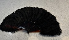 Antique black ostrich fan - antique,