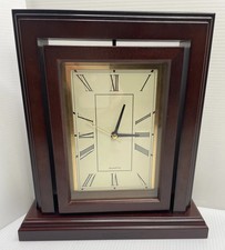 Vintage Wood Swivel Mantel Clock – Quartz Roman Numeral Desk Clock 9” x 9.5”