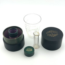 Antique Medicine Glass and Minim Measure in Original Round Leather Case