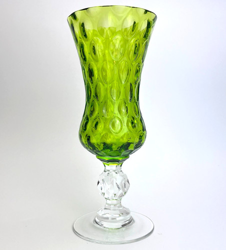 Green glass goblet vase large - green,