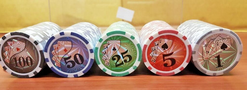 100 numbered laser poker - poker, chips