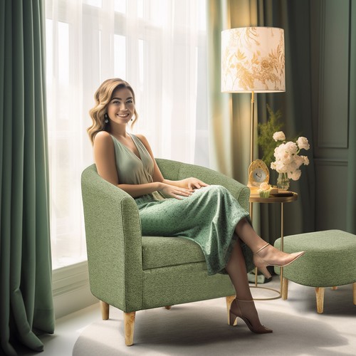 High back armchair - back, with