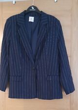 Ladies new pinstriped linen jacket size 12 blue and white.