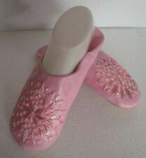 MOROCCAN * PINK * LEATHER SEQUINED SLIPPERS  