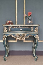 Side Table Wood Furniture  One Drawer  And Golden Design Retro Gothic Style