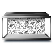 Fish Tank Background 90x45cm BW - Cool Hexagon Abstract  #39660