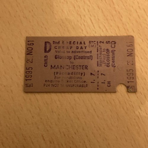 Railway ticket glossop - ticket.,