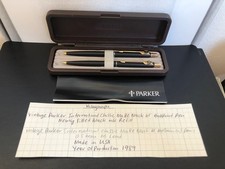 Vintage Parker International Classic Matte Black GT Pen Set. Ballpoint & Pencil
